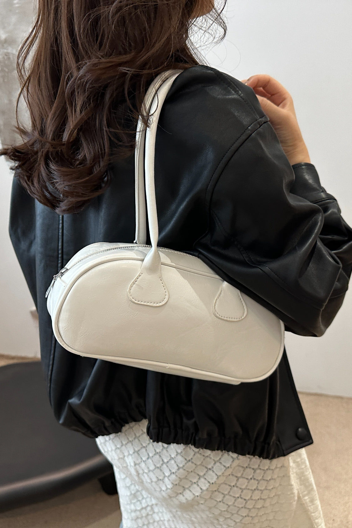 Leather Round Shoulder Bag