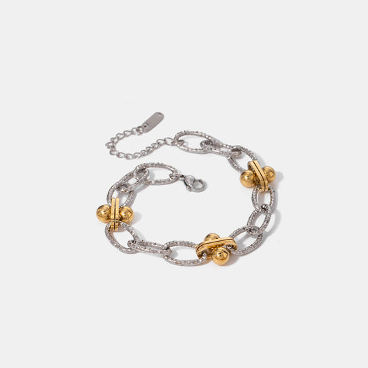 Gold Plated Stainless Steel Contrast Chain Bracelet