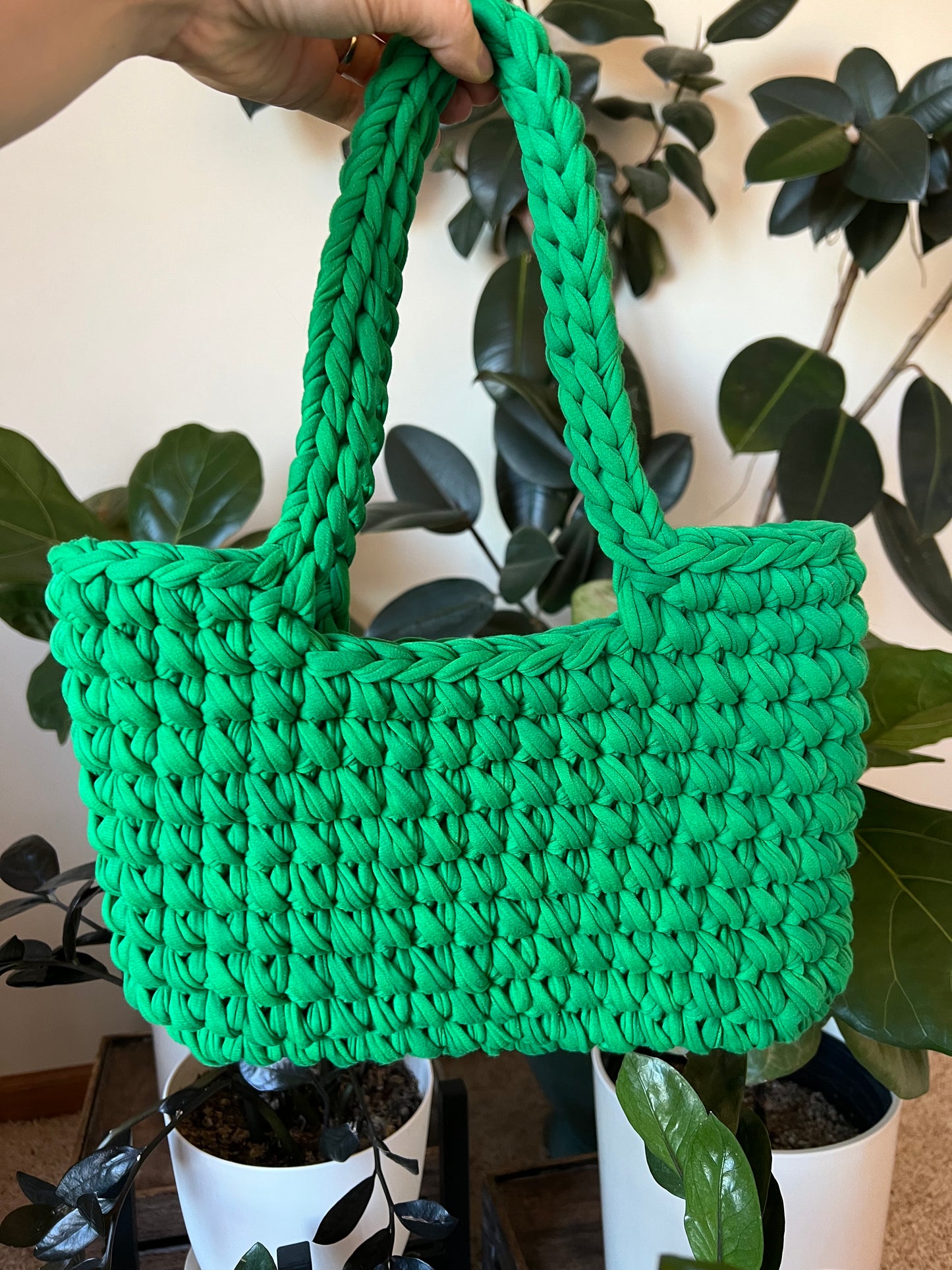 Green Handmade Crochet Fashion Shoulder Bag