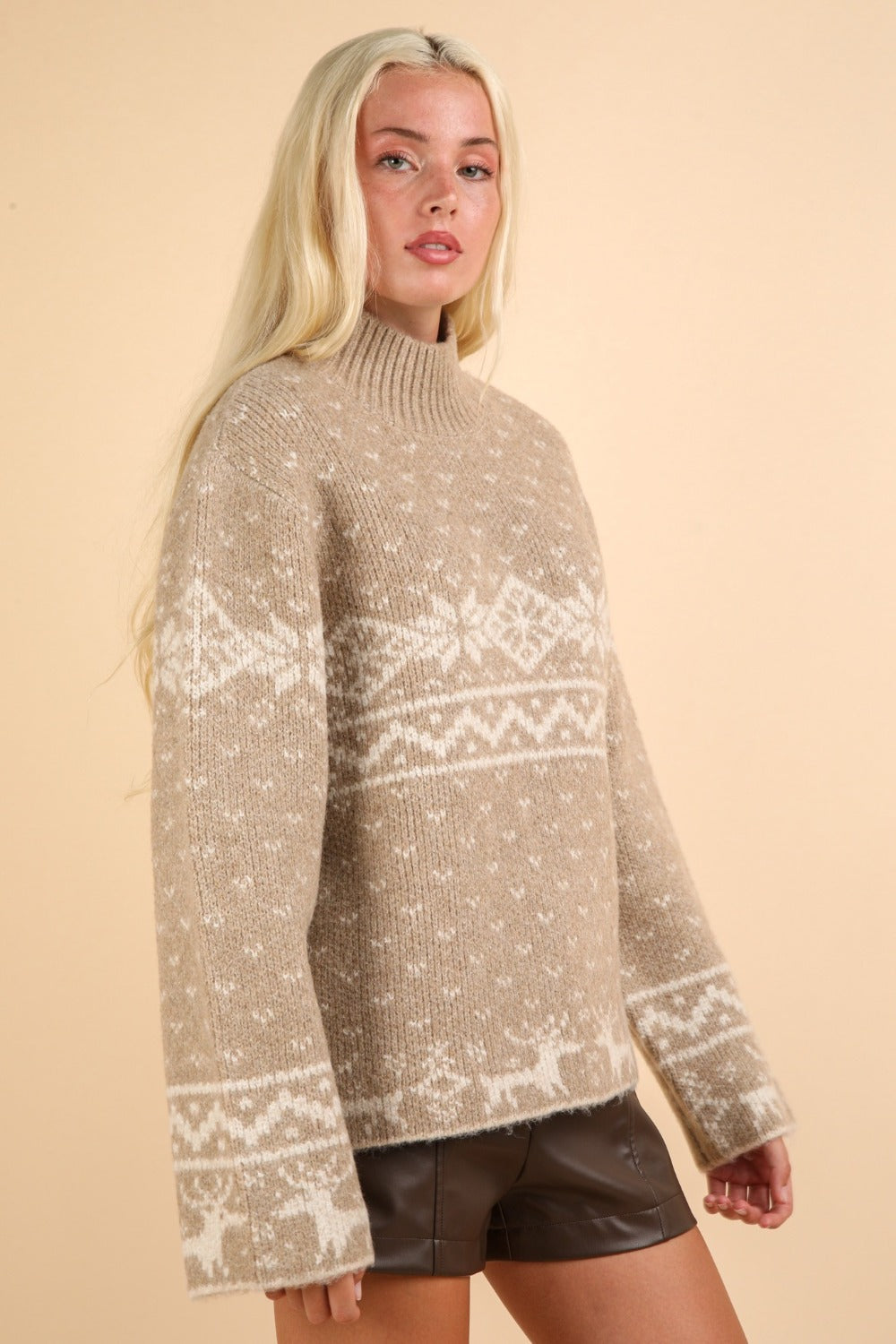 Holiday Element Mock Neck Long Sleeve Sweater