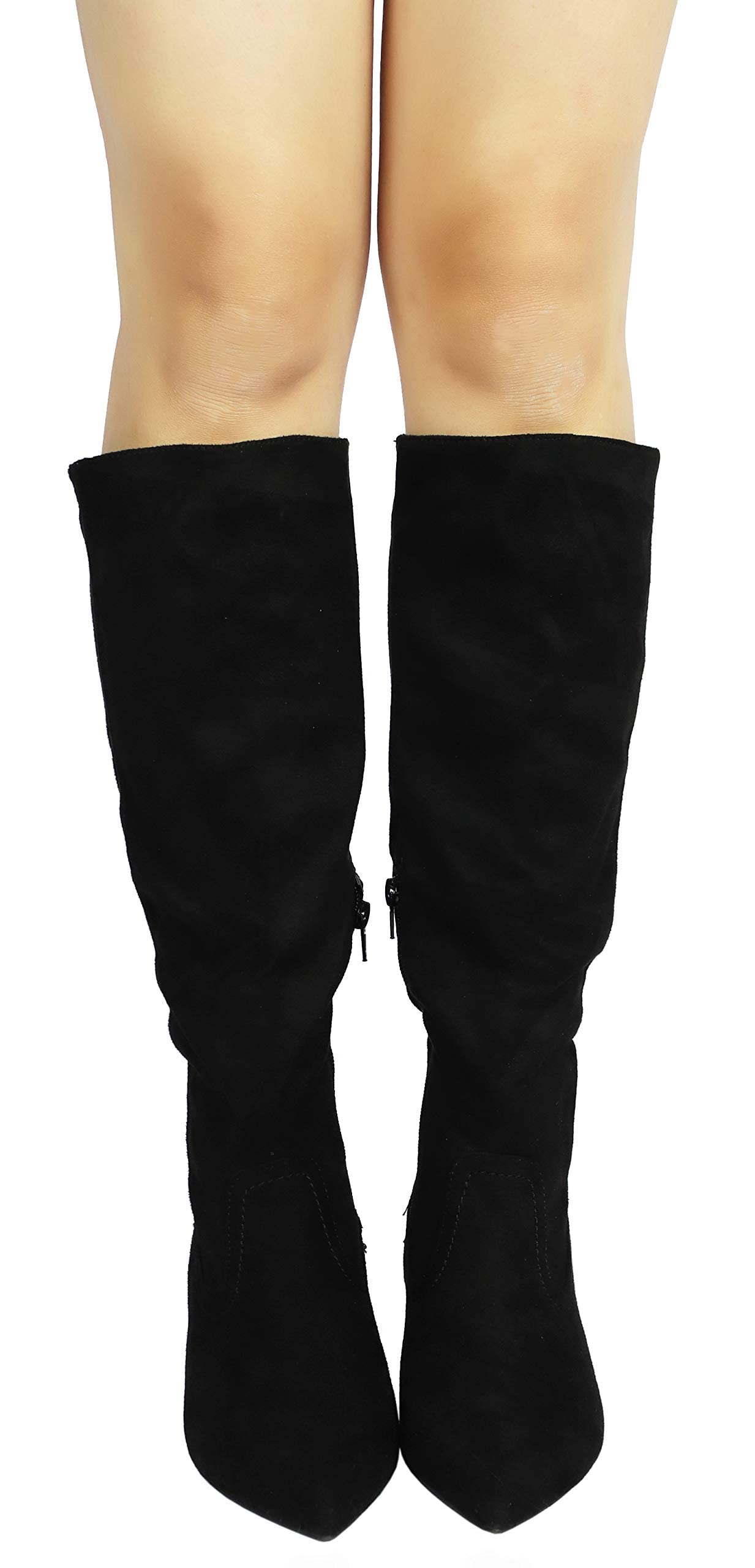 Fashion Kitten Heel Pointed Toe Knee High Boots