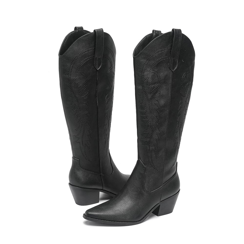 Western Cowgirl Boots Pointed Toe Knee High Boots