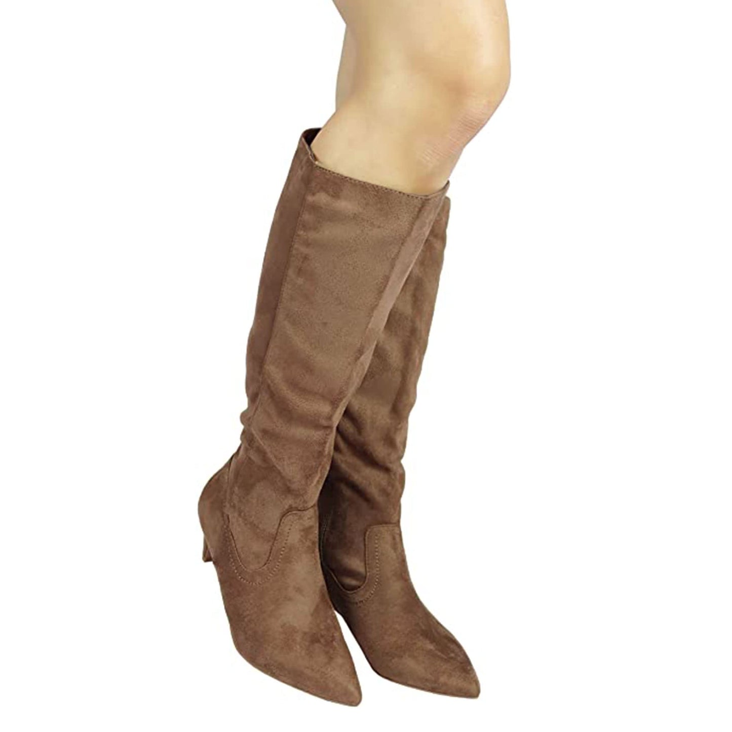 Fashion Kitten Heel Pointed Toe Knee High Boots