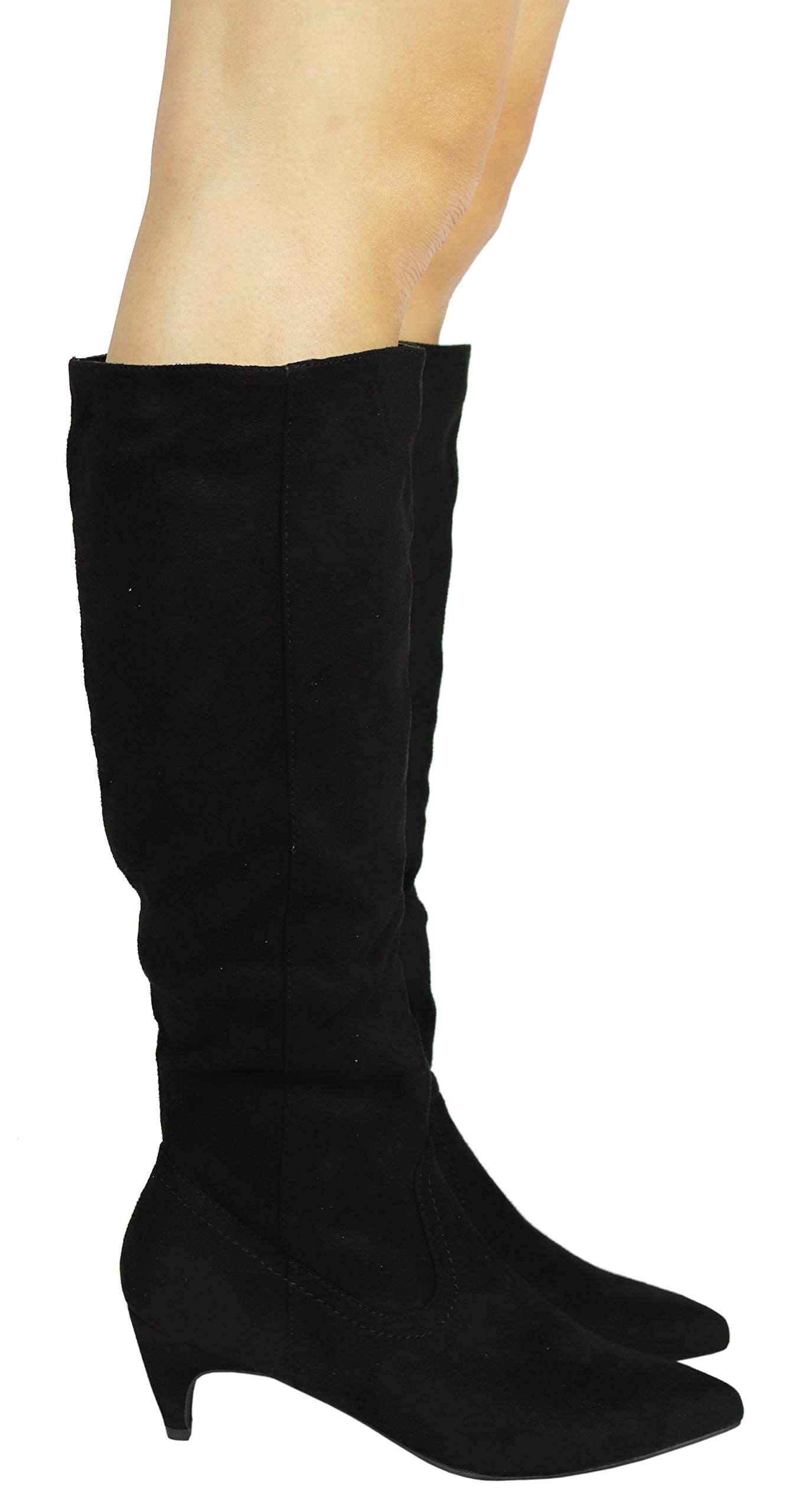 Fashion Kitten Heel Pointed Toe Knee High Boots