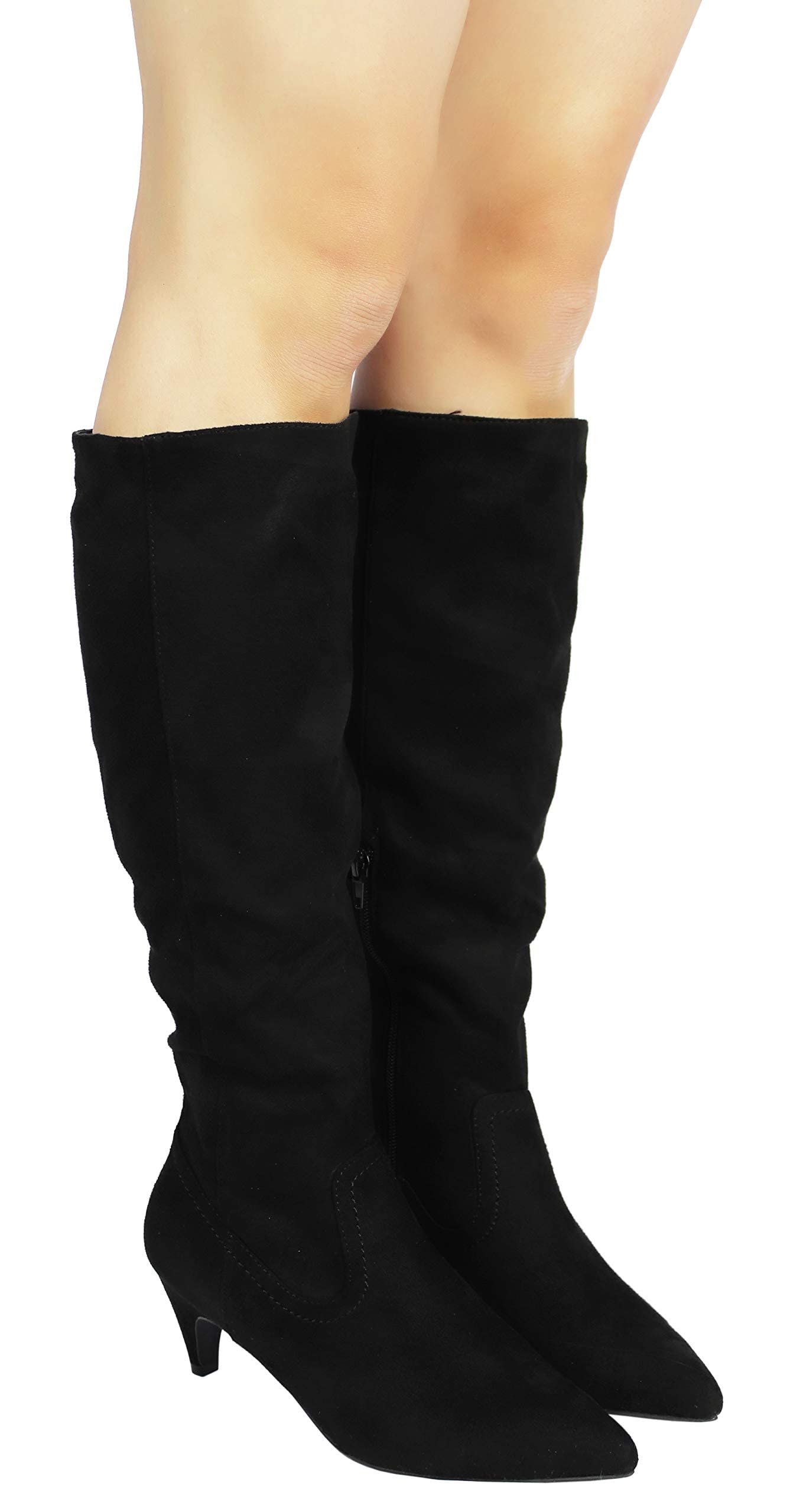 Fashion Kitten Heel Pointed Toe Knee High Boots