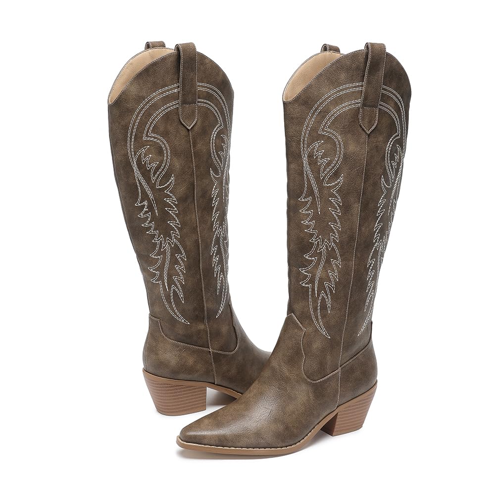 Western Cowgirl Boots Pointed Toe Knee High Boots