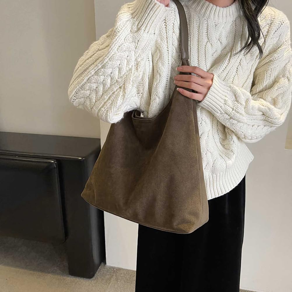 Suede Slouchy Bag Hobo Handbag Tote