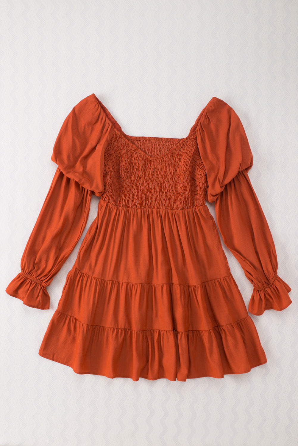 Brown Long Sleeve Off Shoulder Ruffle Mini Dress