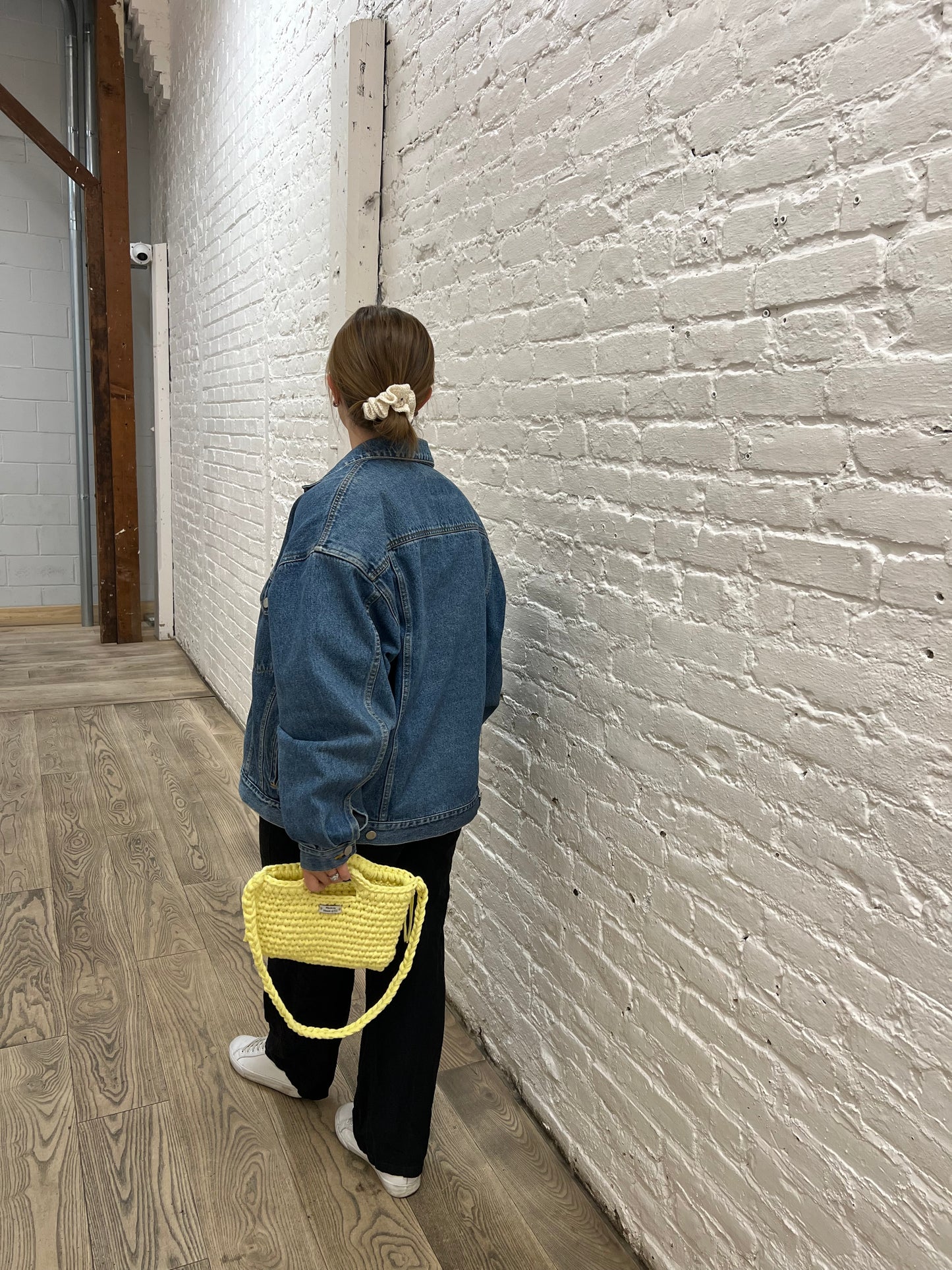 Yellow Handmade Crochet Bag with Shoulder Strap