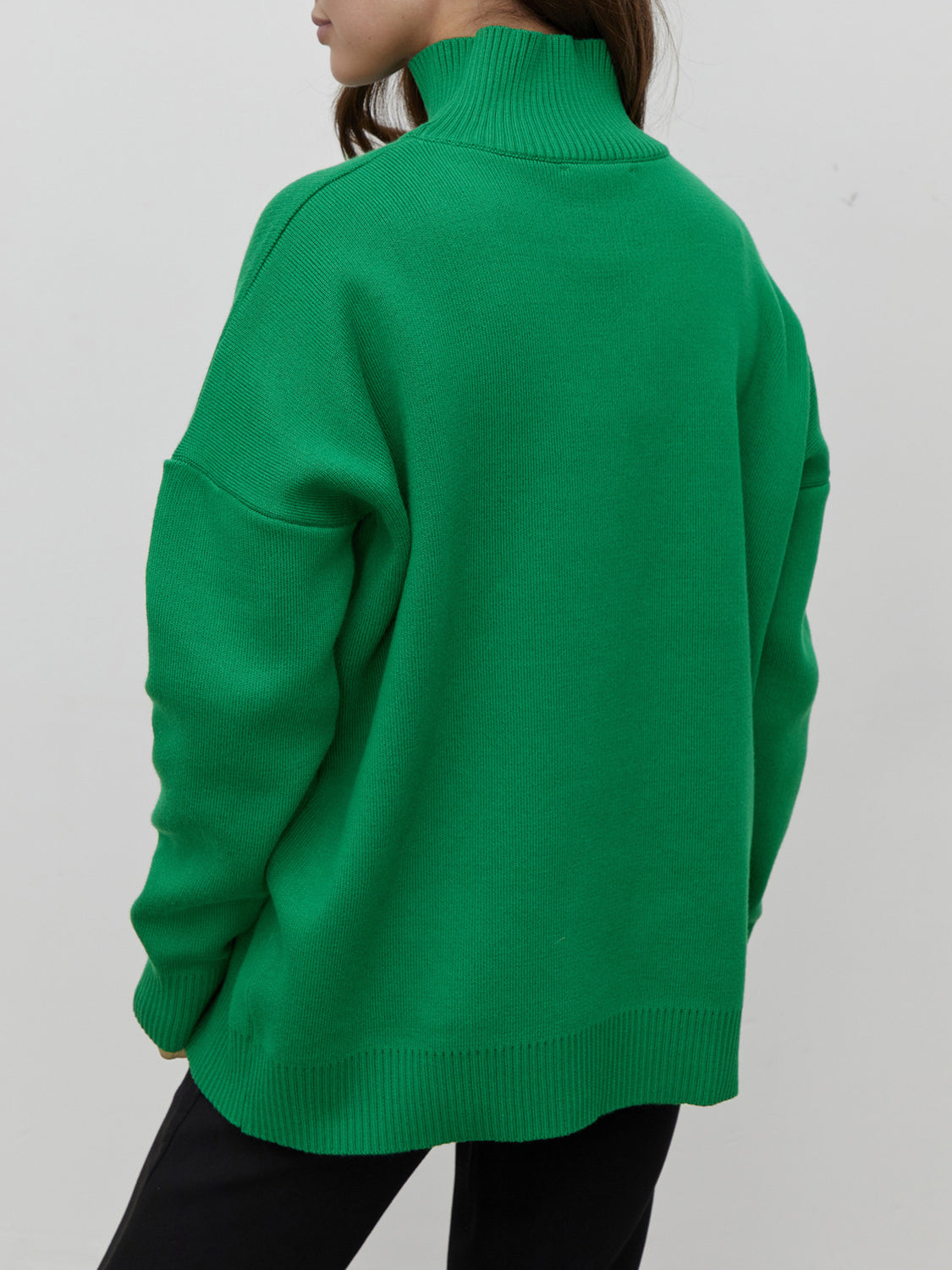 Mock Neck Dropped Shoulder Sweater ONE SIZE