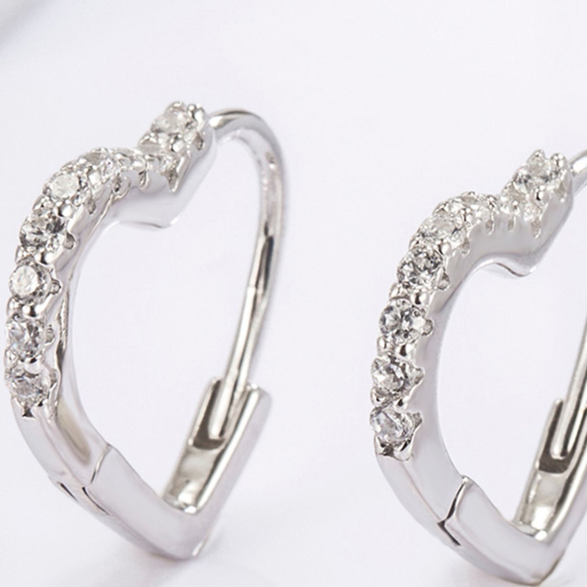 Serling Silver Zircon Heart Shape Earrings