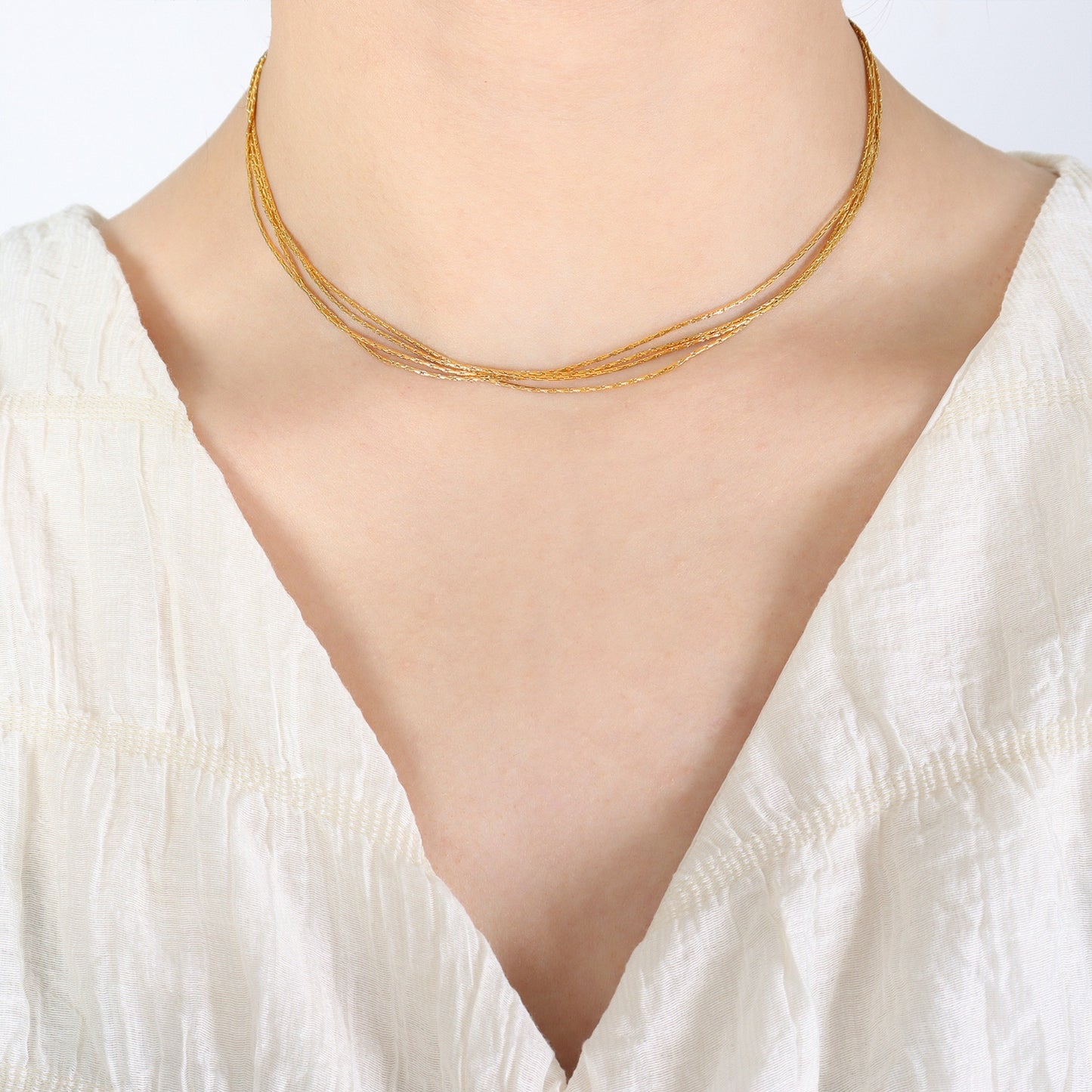 Gold-Plated Multi-Layer Clavicle Chain Necklace