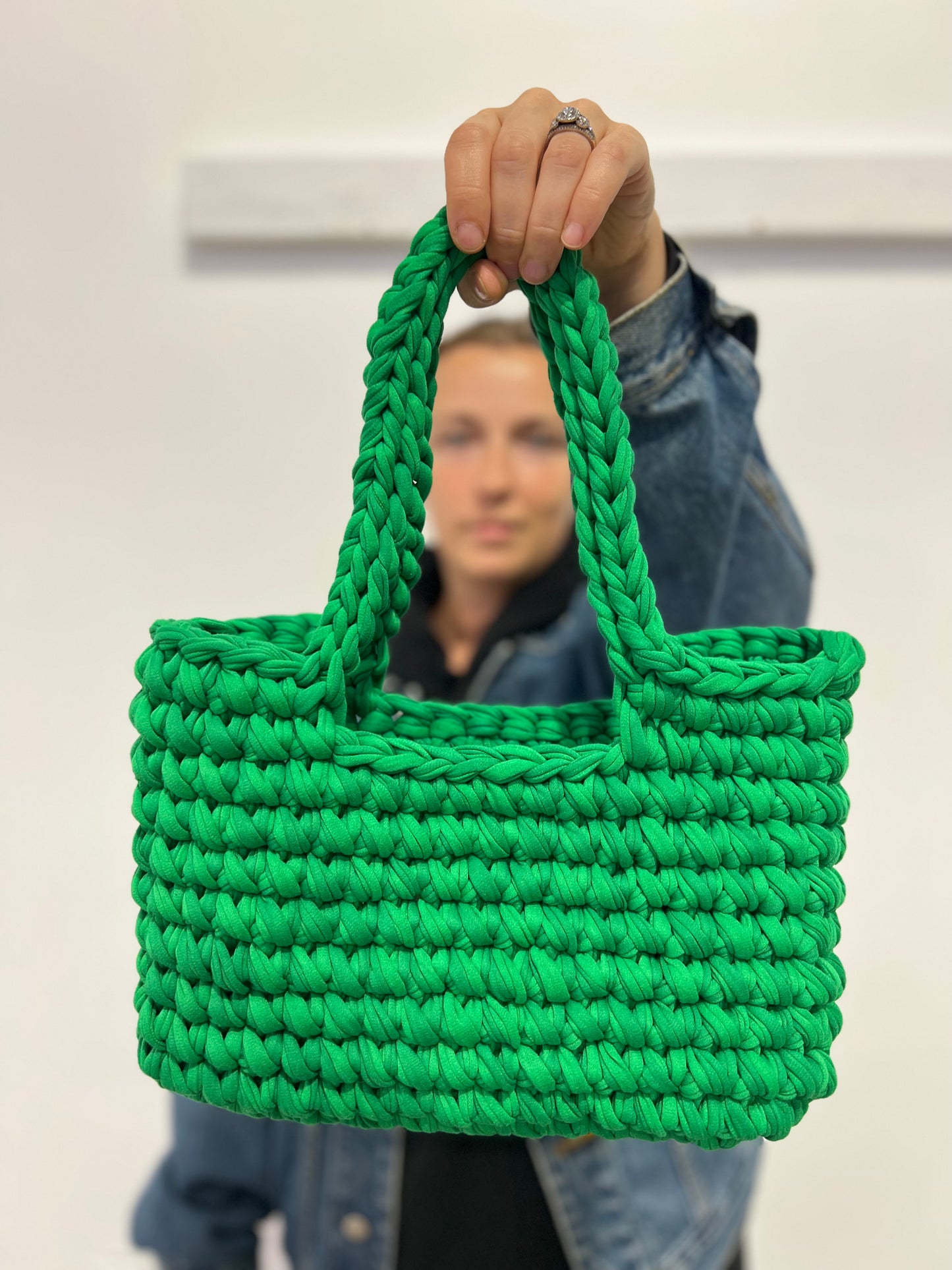 Green Handmade Crochet Fashion Shoulder Bag