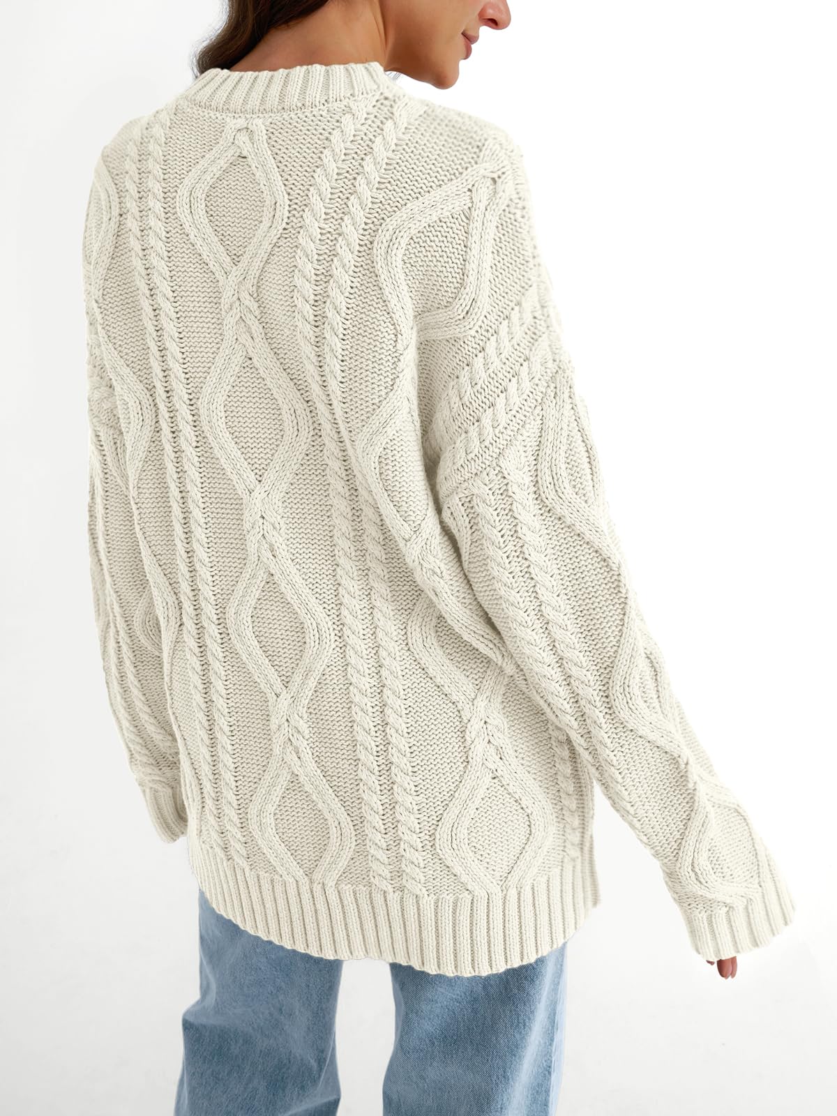 Oversized Cable Knit Crewneck Sweater