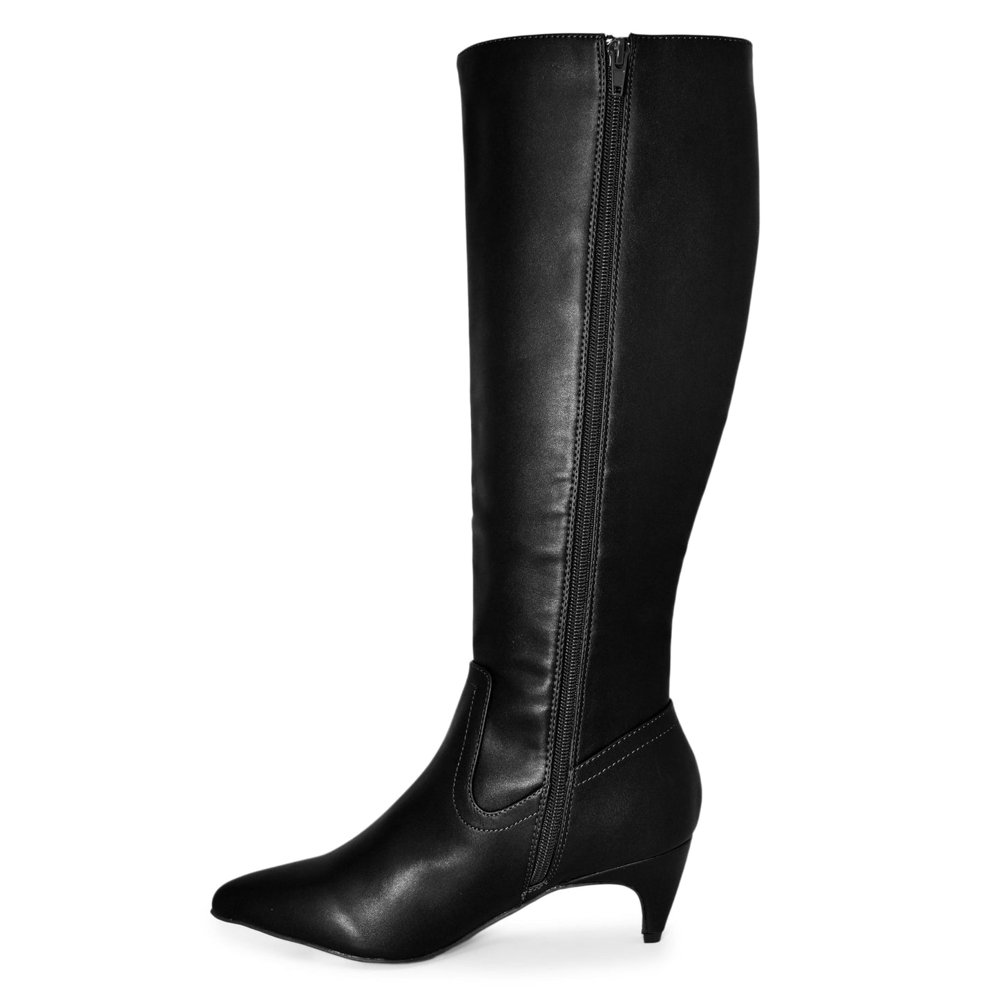 Fashion Kitten Heel Pointed Toe Knee High Boots