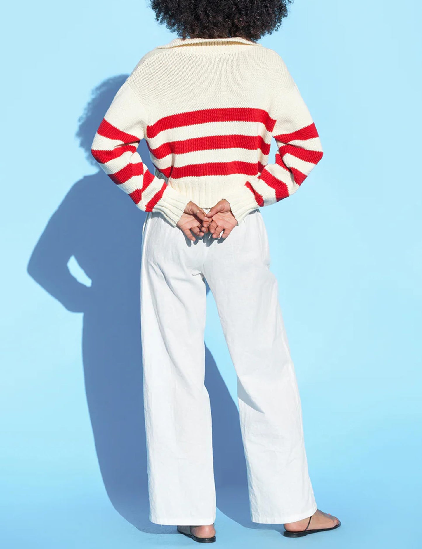 Casual Long Sleeve Striped Sweater Chunky Knit Oversized Pullover