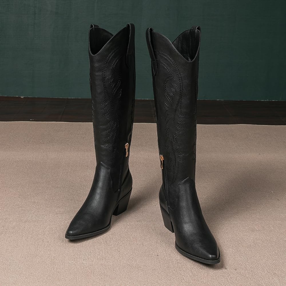 Western Cowgirl Boots Pointed Toe Knee High Boots