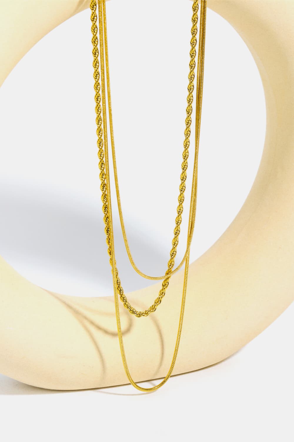 Gold-Plated Stainless Steel Triple Layer Necklace