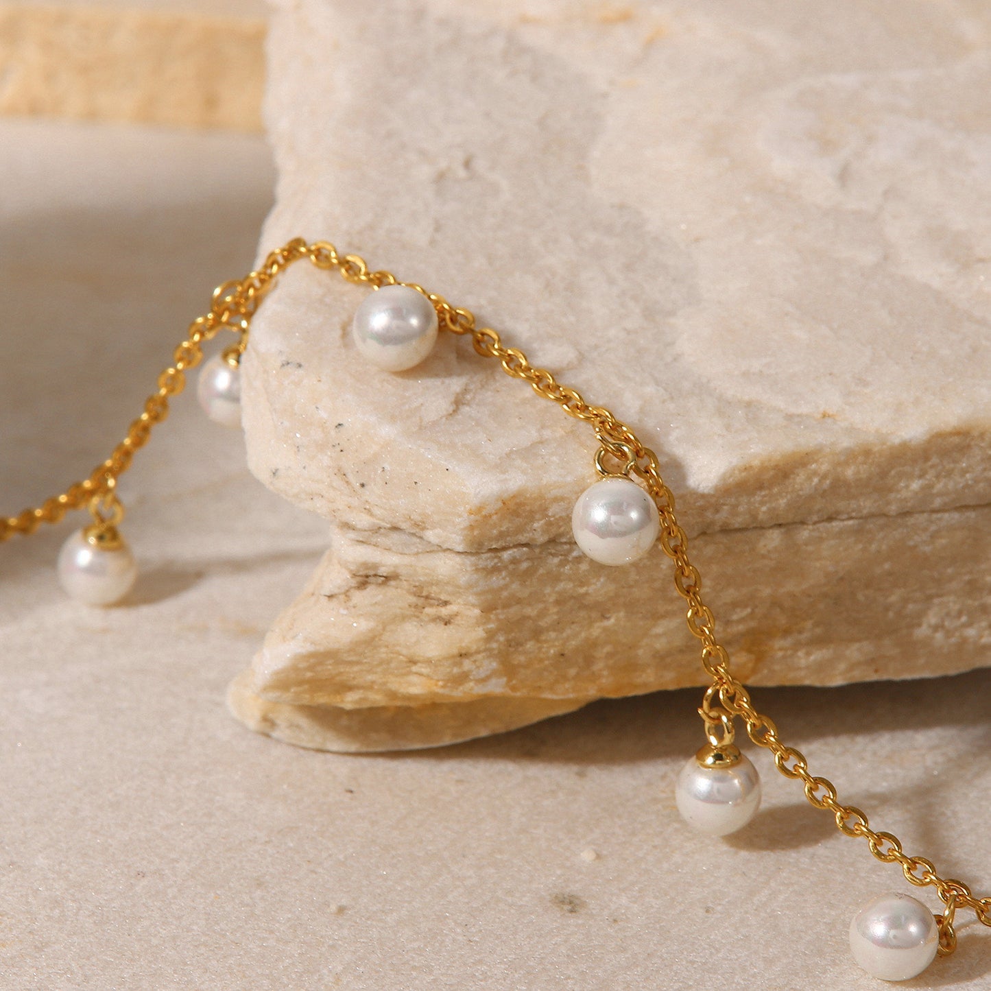 Pearl Gold-Plated Charm Anklet