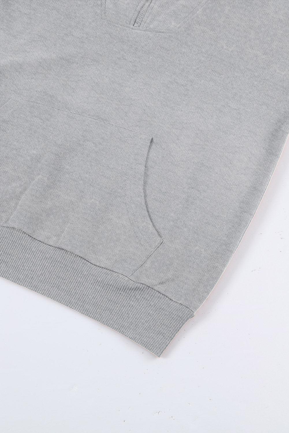 Gray Zipped Funnel Neck Kangaroo Pocket Sweatshirt