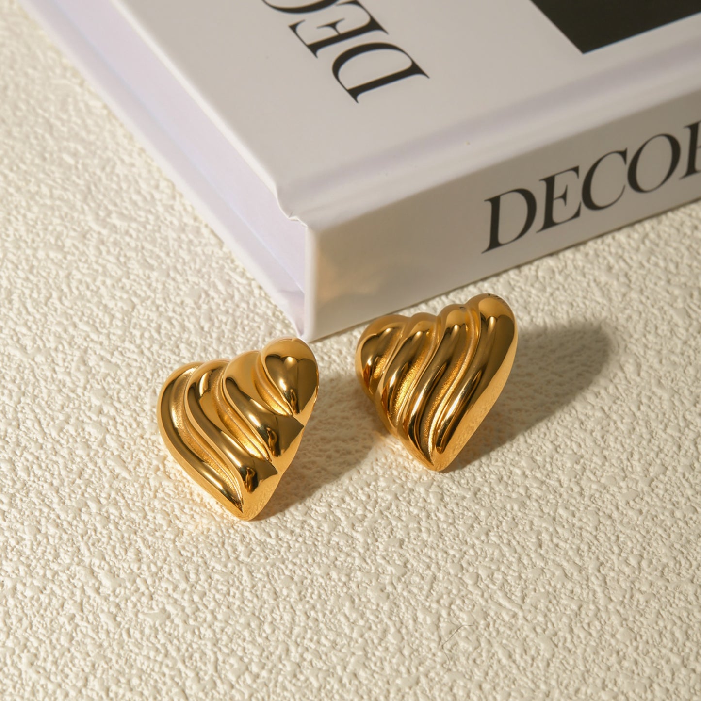 Gold-plated Stainless Steel Heart Shape Stud Earrings