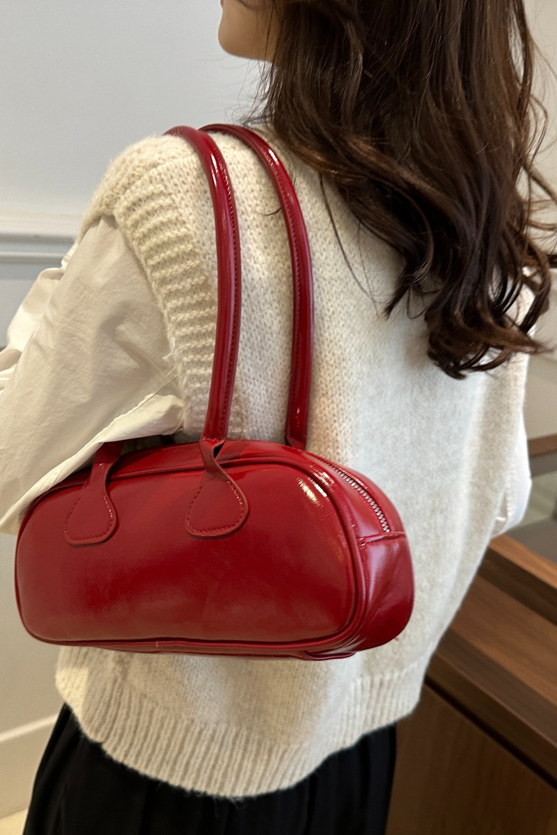 Leather Round Shoulder Bag