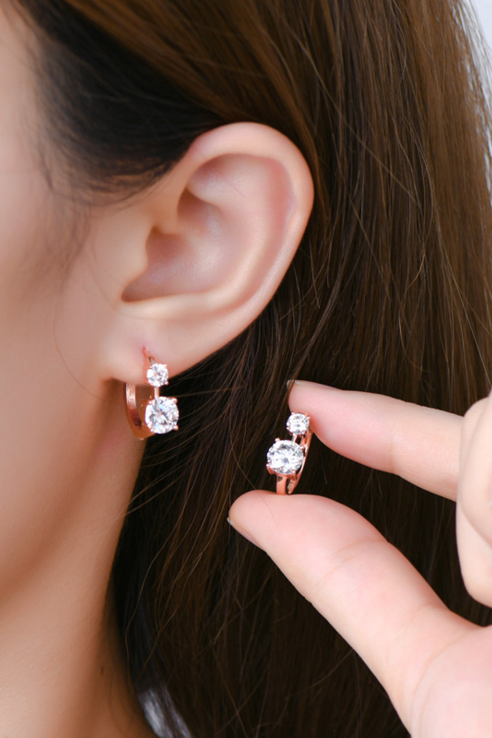 Double stone Moissanite Sterling Silver Earrings