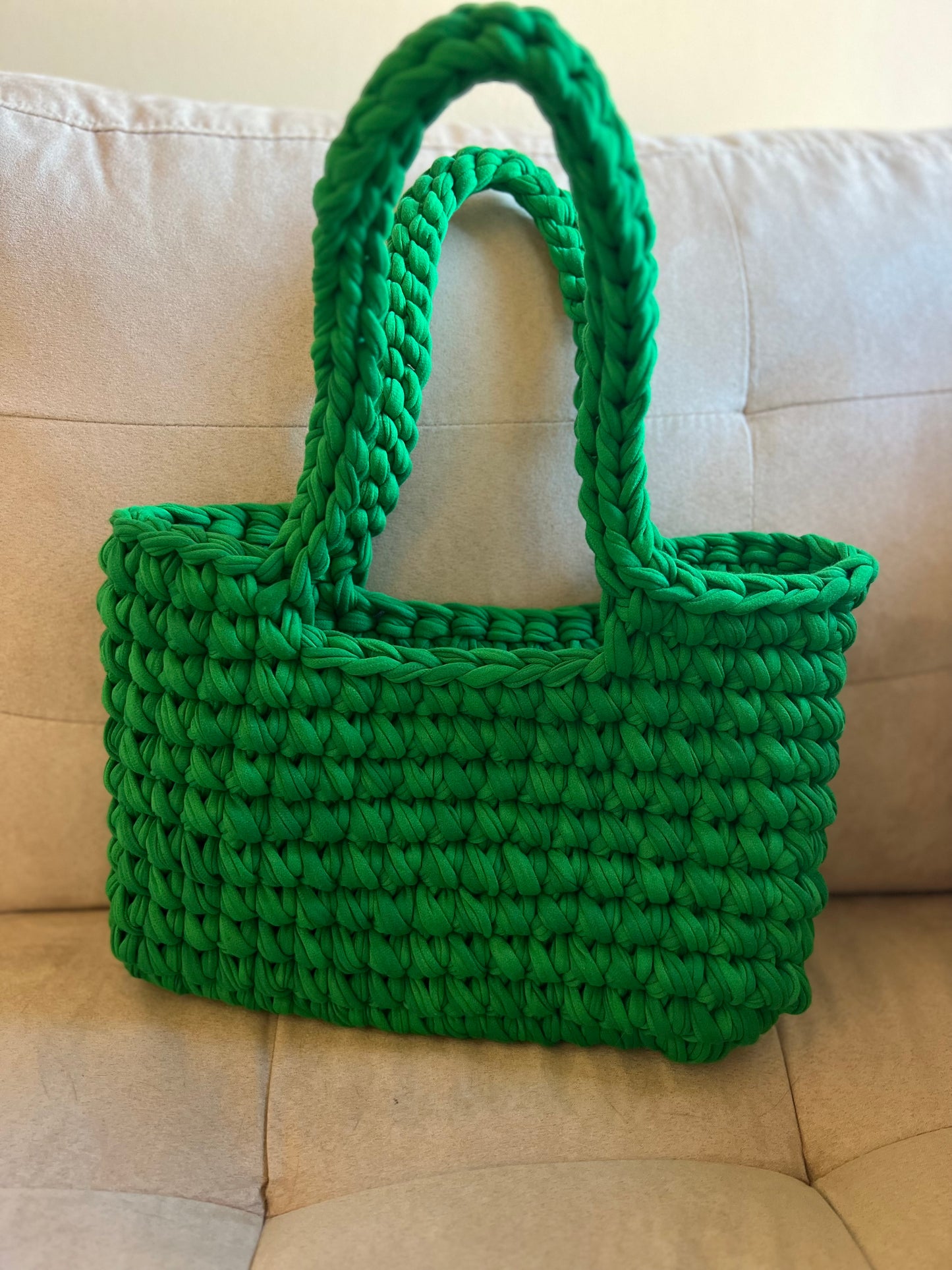 Green Handmade Crochet Fashion Shoulder Bag