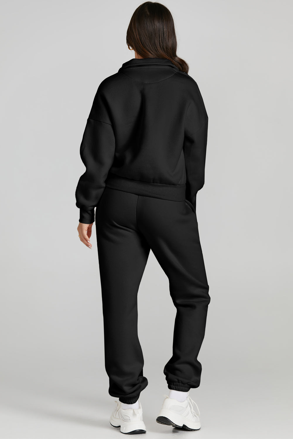 Quarter Zip Top and Drawstring Pants Active Sweatshirt Set