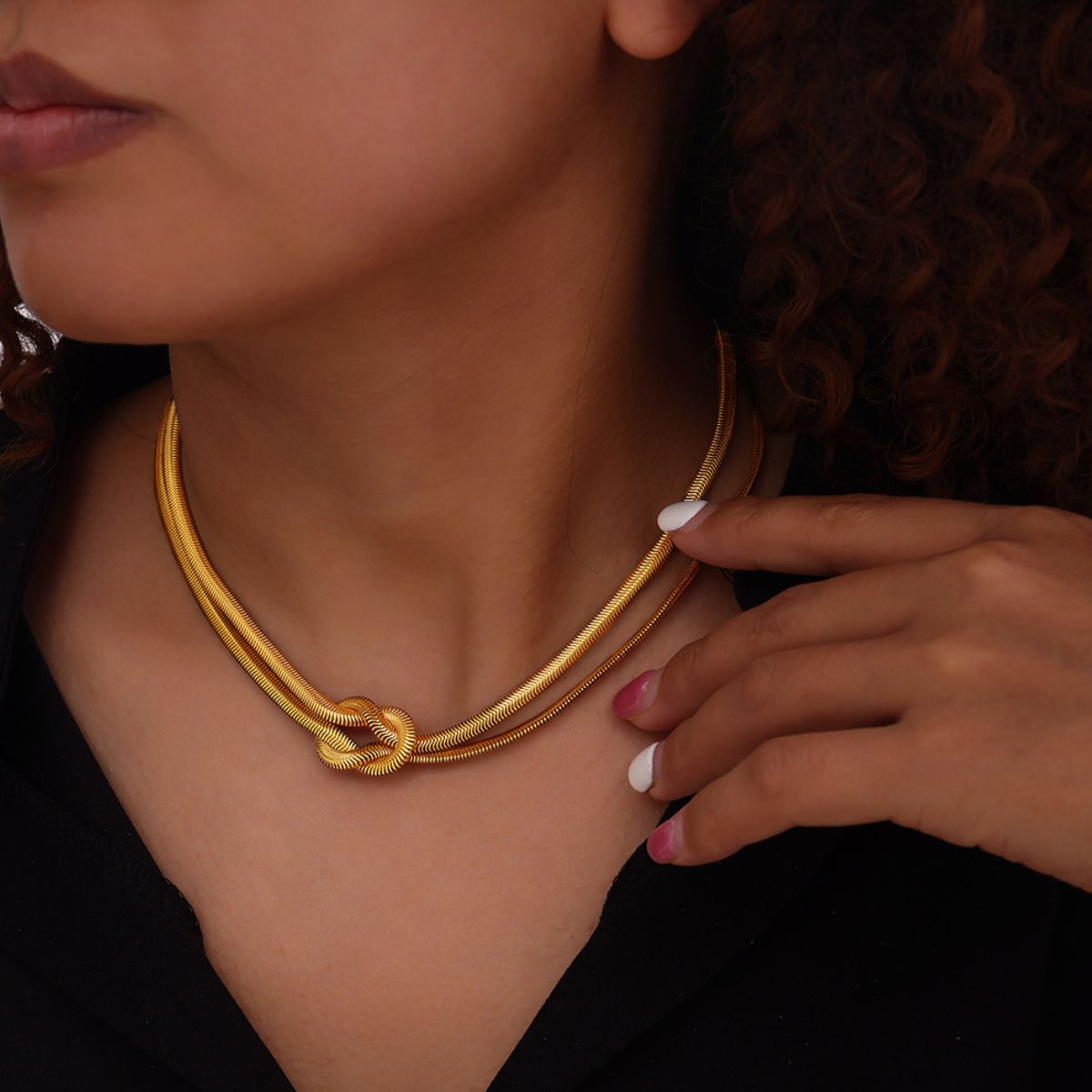 Gold-plated Titanium Steel Knot Necklace