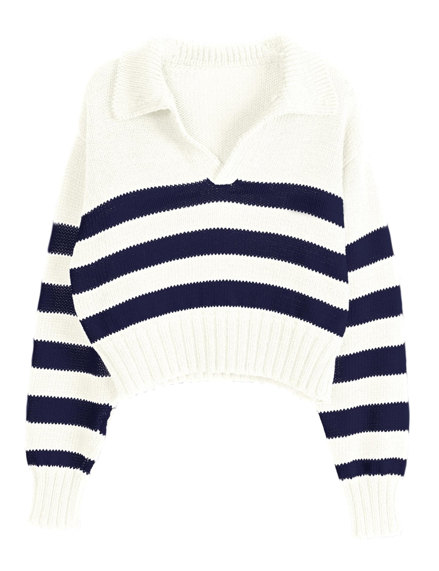 Casual Long Sleeve Striped Sweater Chunky Knit Oversized Pullover