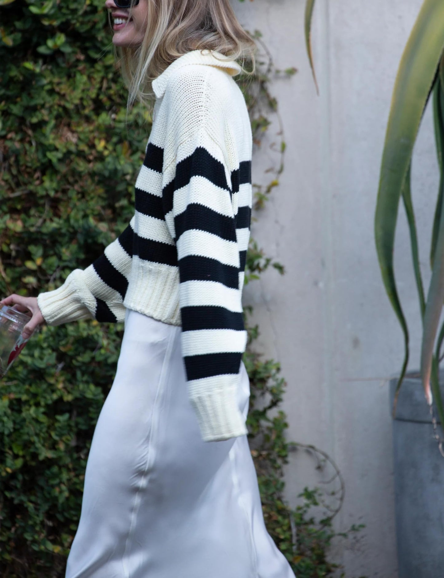 Casual Long Sleeve Striped Sweater Chunky Knit Oversized Pullover