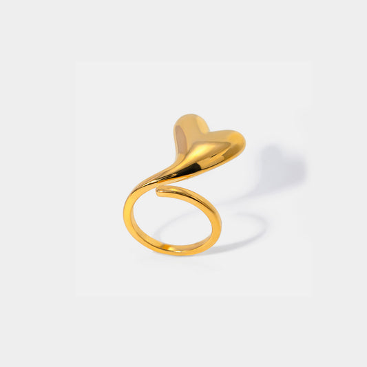 Gold-plated Stainless Steel Heart Bypass Ring