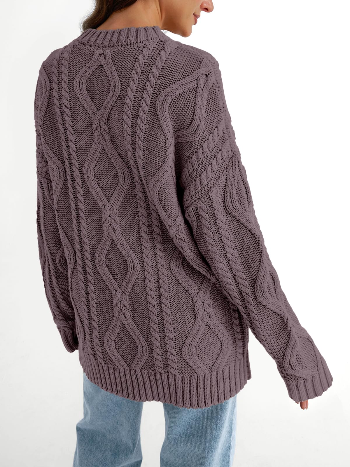 Oversized Cable Knit Crewneck Sweater