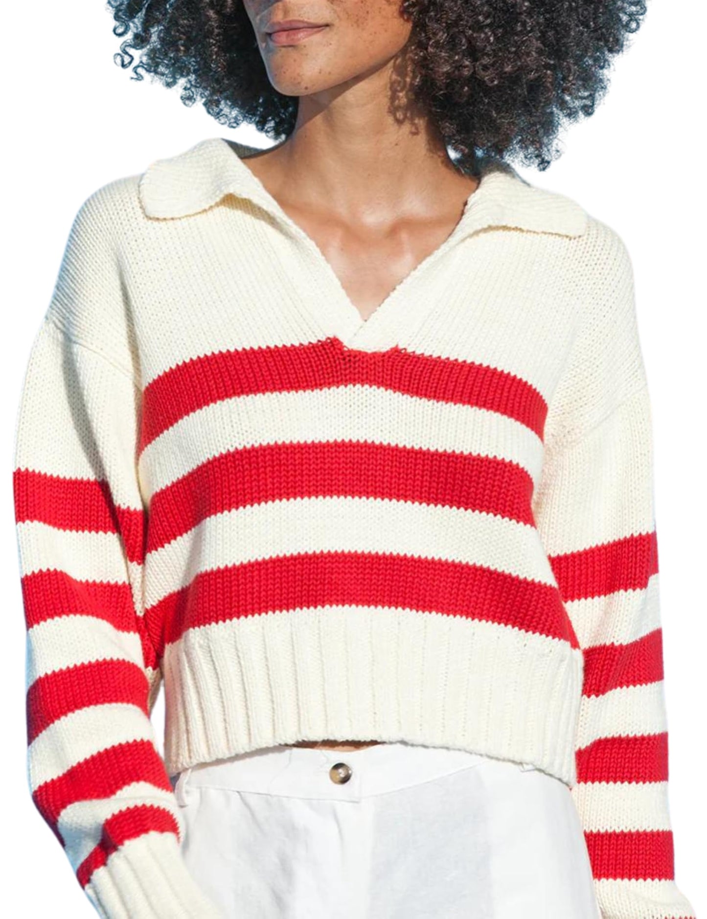 Casual Long Sleeve Striped Sweater Chunky Knit Oversized Pullover