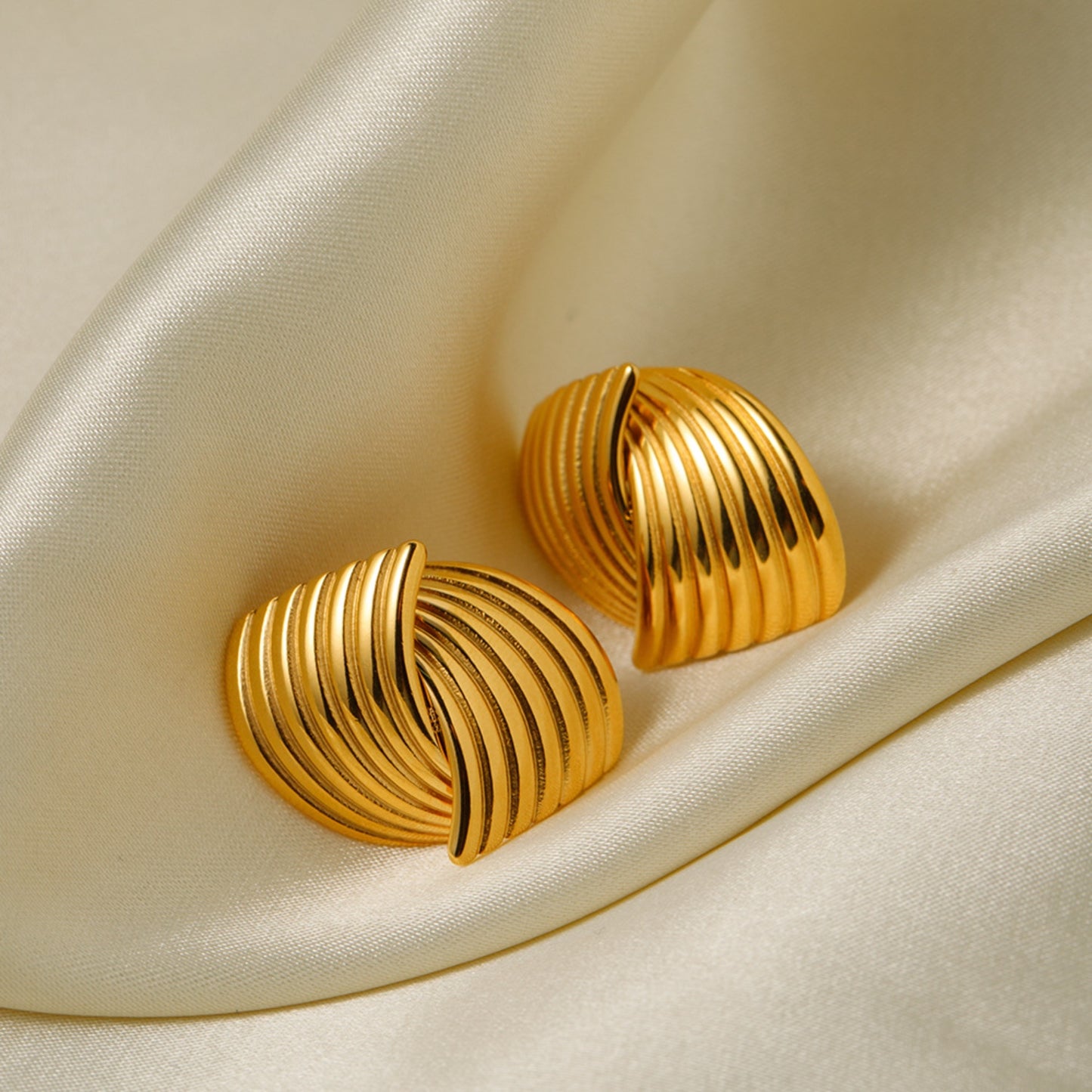 Gold-plated Texture Stainless Steel Stud Earrings