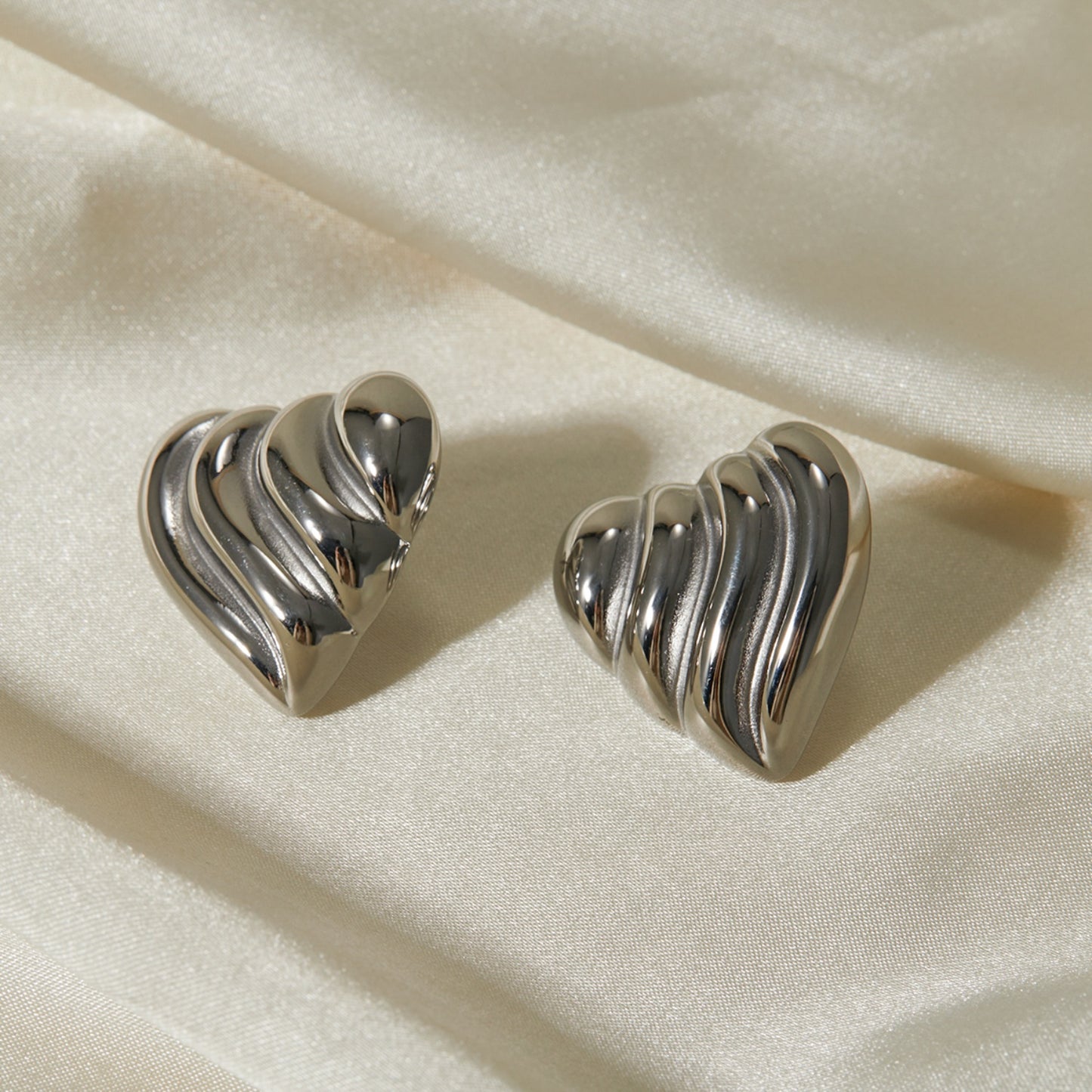 Gold-plated Stainless Steel Heart Shape Stud Earrings