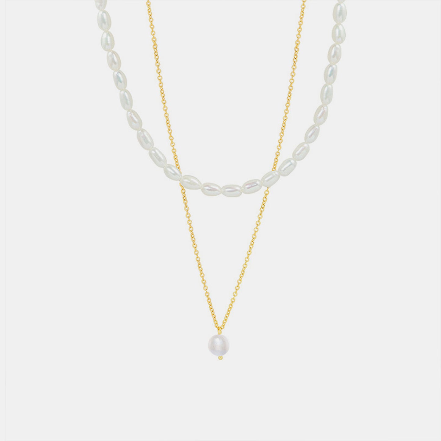 Gold-plated Double-Layered Freshwater Pearl Necklace