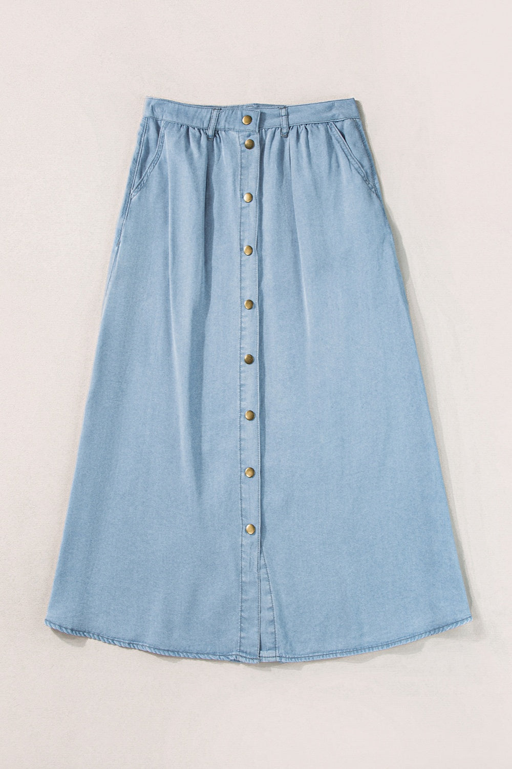 Snap Down High Waist Denim Skirt