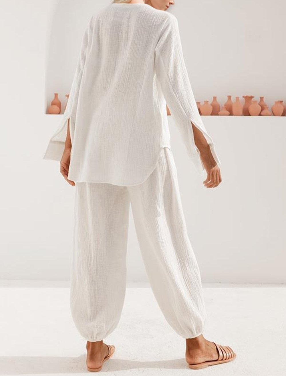 Buttery-Soft V-Neck Long Sleeve Top and Pants Set