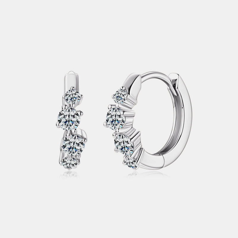 Sterling Silver Moissanite Huggie Earrings