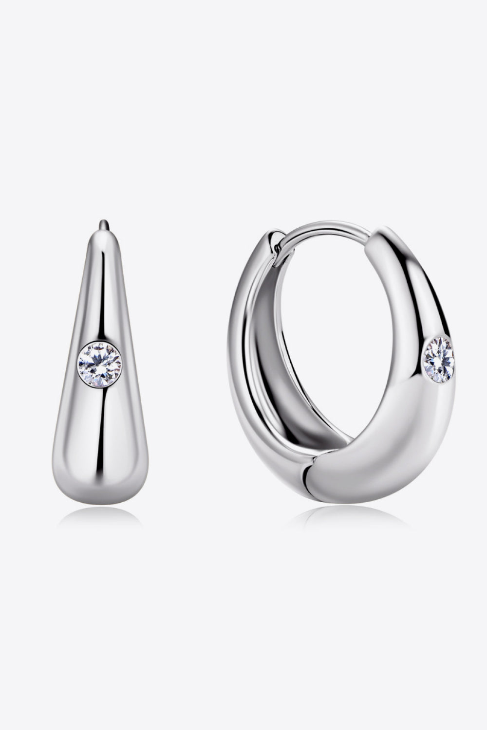 Moissanite Mini Hoop Sterling Silver Earrings