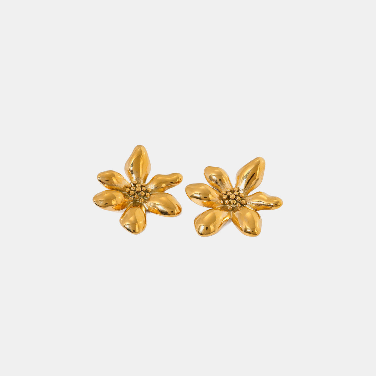 Stainless gold-plated Steel Flower Earrings