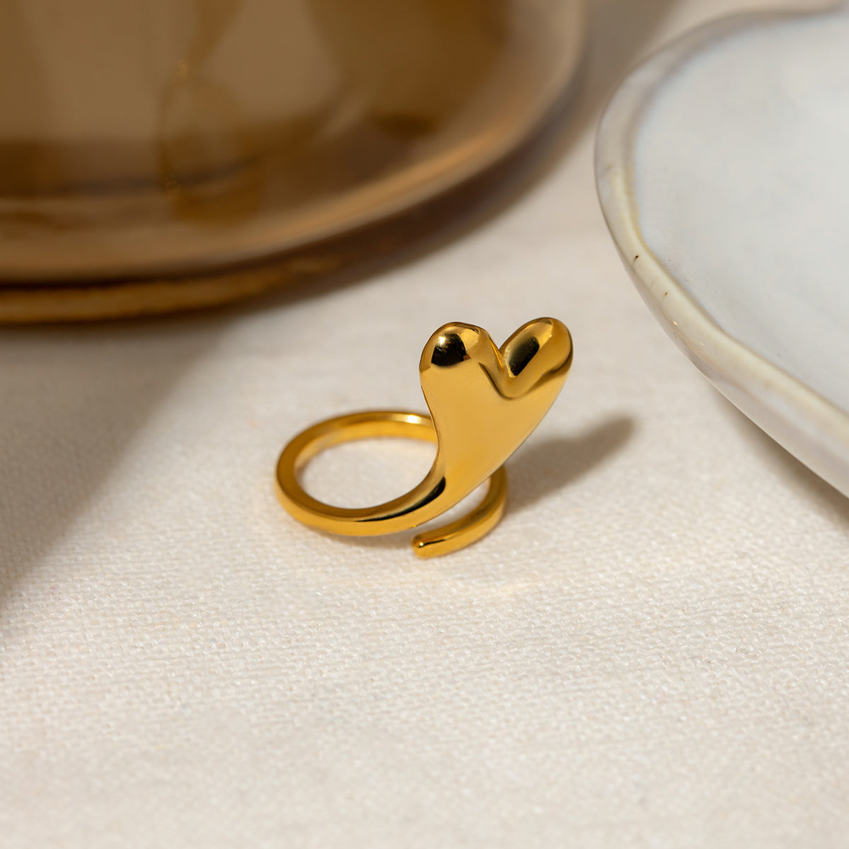 Gold-plated Stainless Steel Heart Bypass Ring