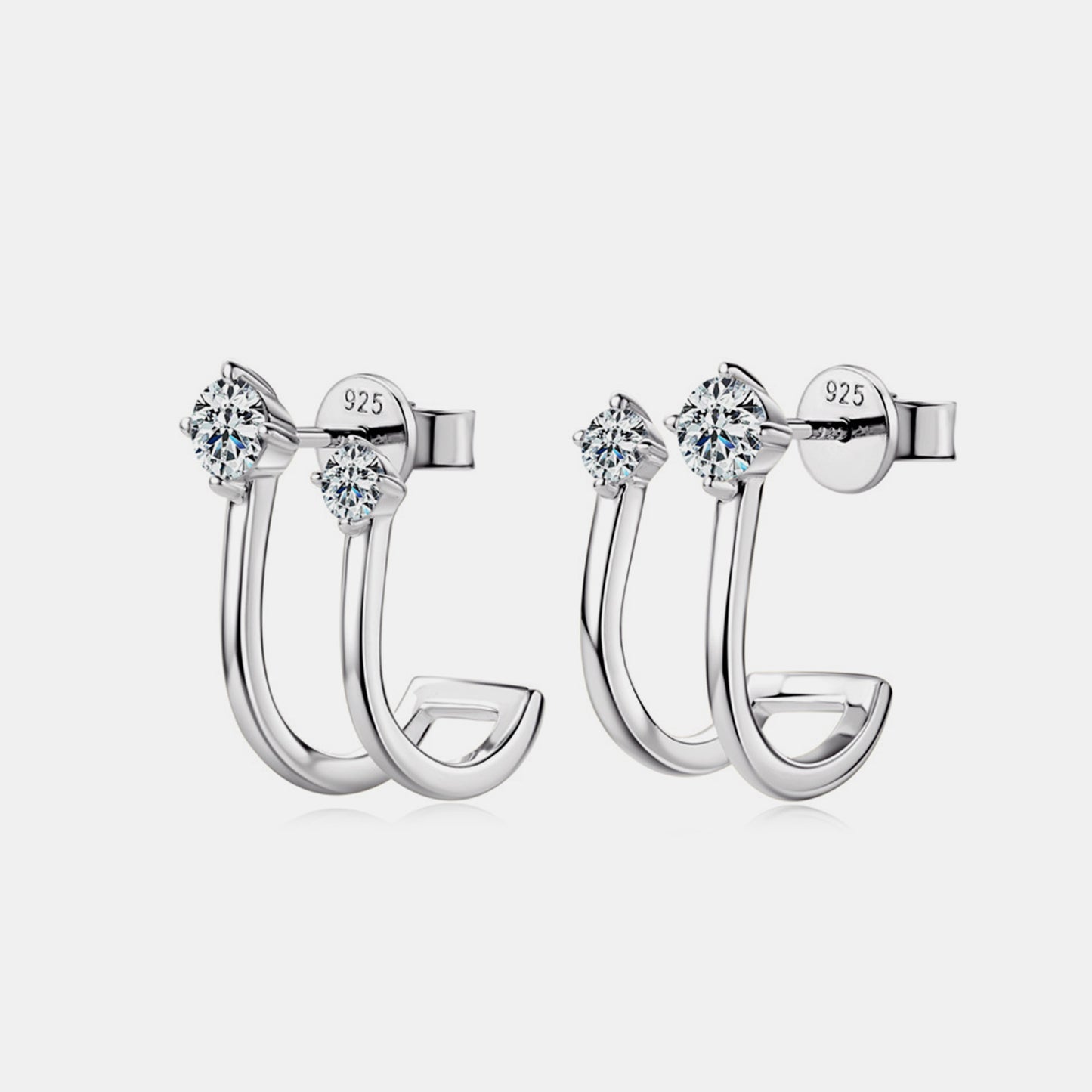 Moissanite Sterling Silver and Gold-plated C-Hoop Earrings