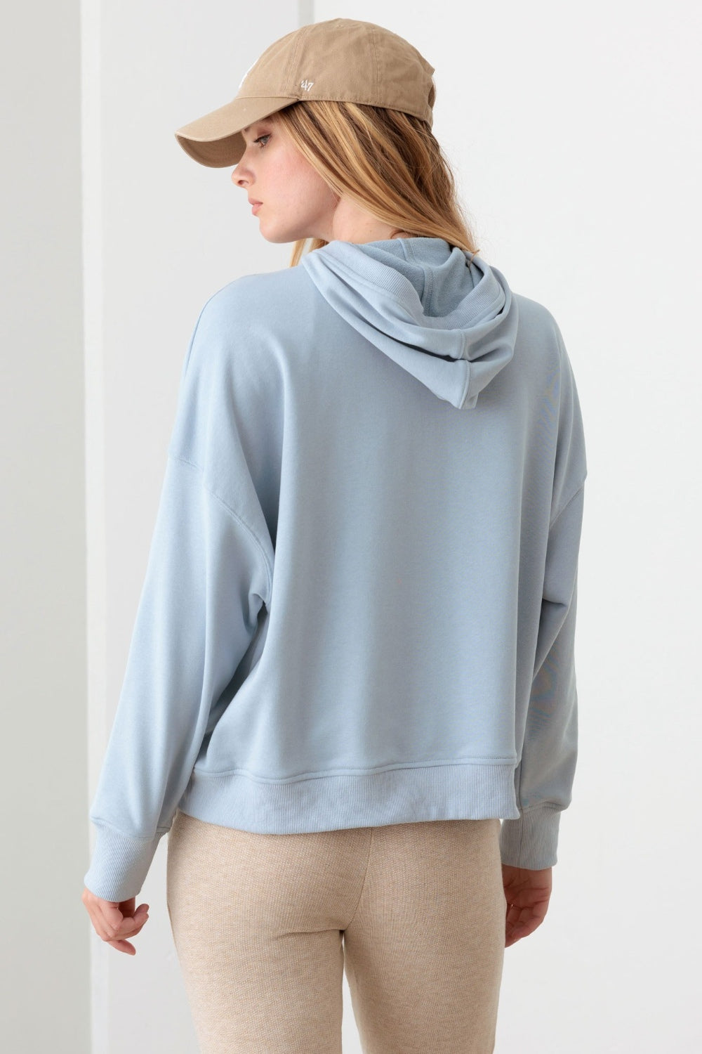 Half Zip Drawstring Mock Neck Sweatshirt Hoodie