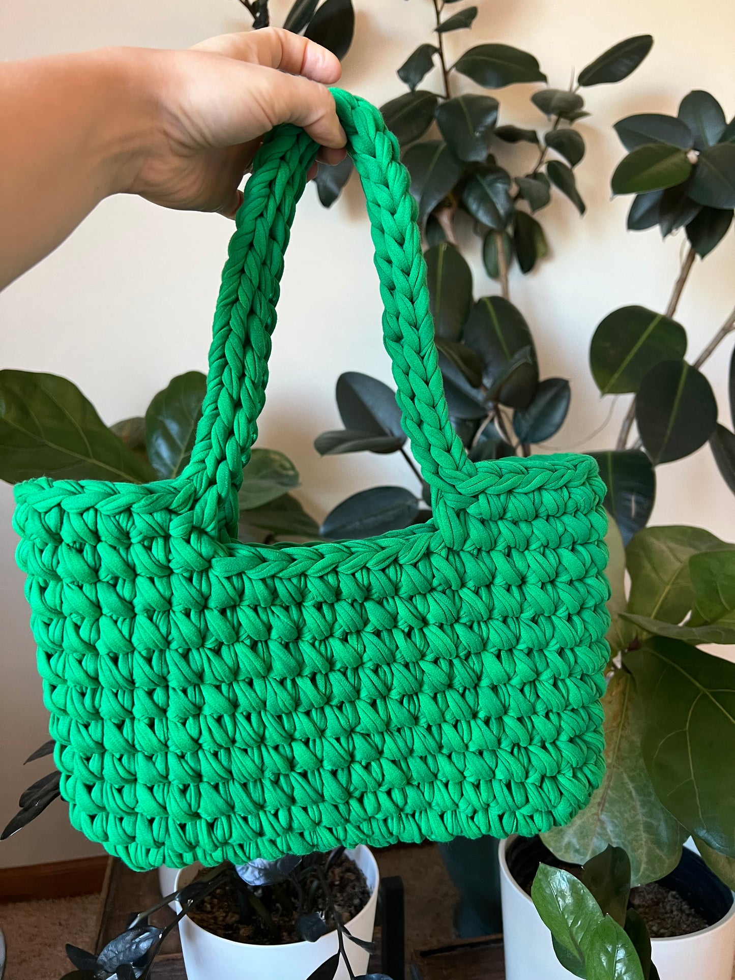 Green Handmade Crochet Fashion Shoulder Bag