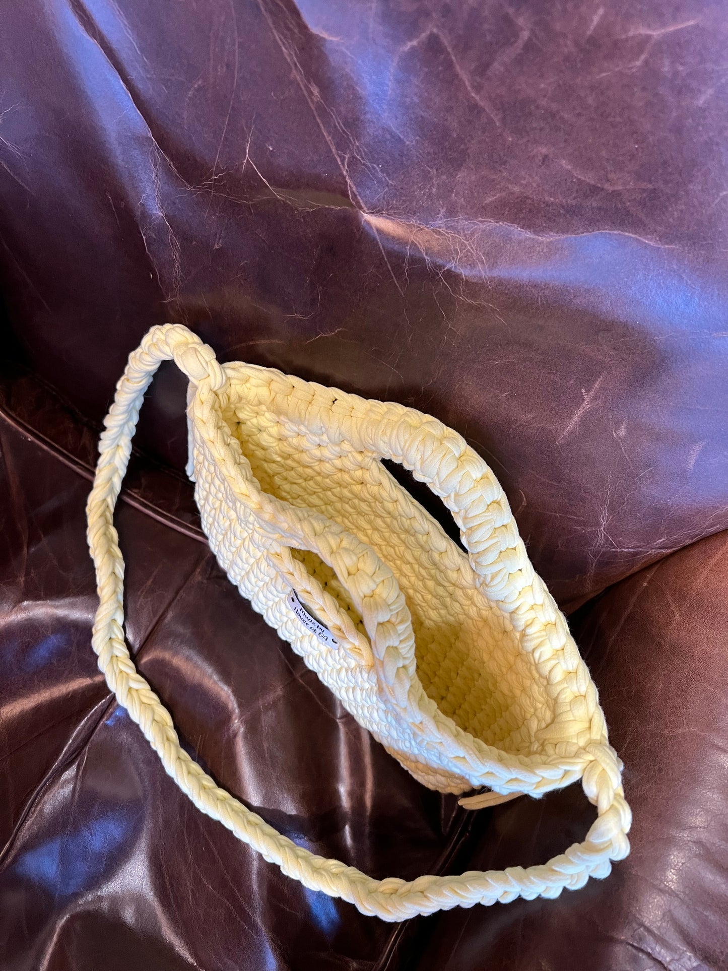 Yellow Handmade Crochet Bag with Shoulder Strap