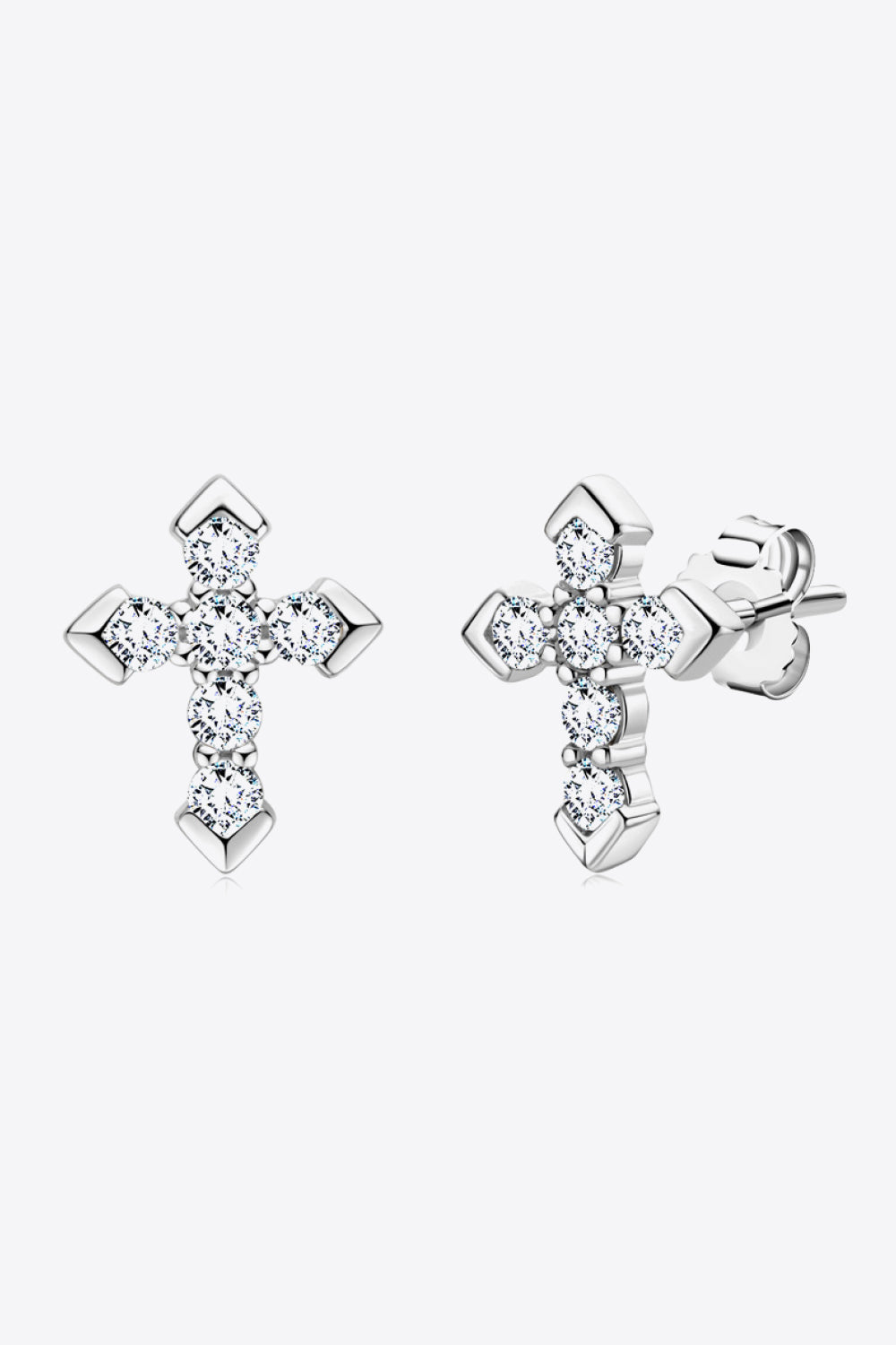 Moissanite sterling silver Cross Stud Earrings