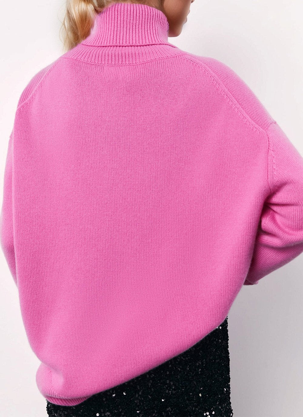 Turtleneck Long Sleeve Dropped Shoulder Sweater ONE SIZE